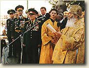 The Metropolitan Vladimir reading the Patriarch Alexius's greeting on the occasion of the 200-th anniversary of the elevating of the Alexander Nevsky Monastery to the rank of Lavra.